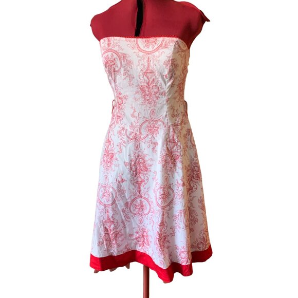 LE CHATEAU - Tube dress pleated skirt with tule lined white / red - medium - Picture 2 of 16